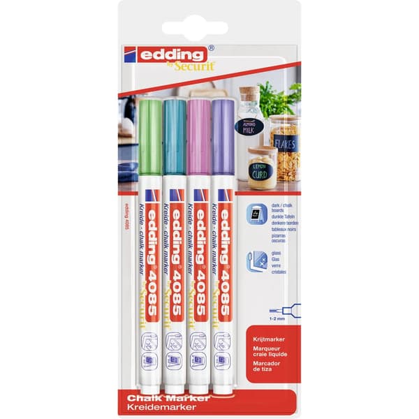 Edding 4085 4-4085-4-1MET Märkkrita Blå (metallic), Grön (metallic), Rosa (metallic), Violett metallic 1 mm, 2 mm