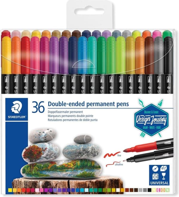 STAEDTLER Permanent tusch med dobbelt spids 3187 - sæt 36 stk