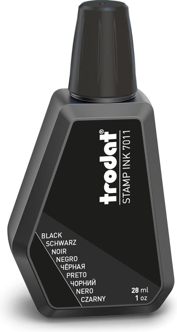 Trodat 7011 refill stempel blæk til blækpuder 28 ml. - sort