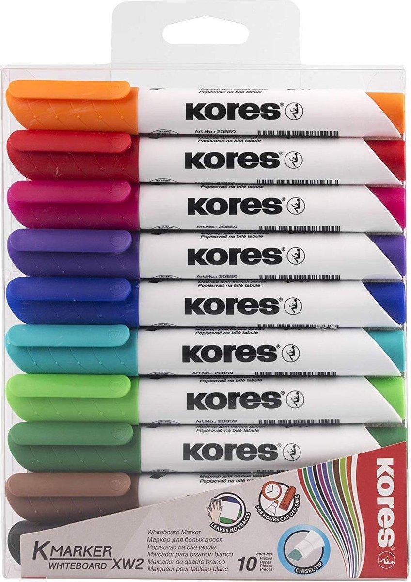 Whiteboard & flipover tuscher Kores XW2, mejselspids 3-5 mm kasse 10 stk.