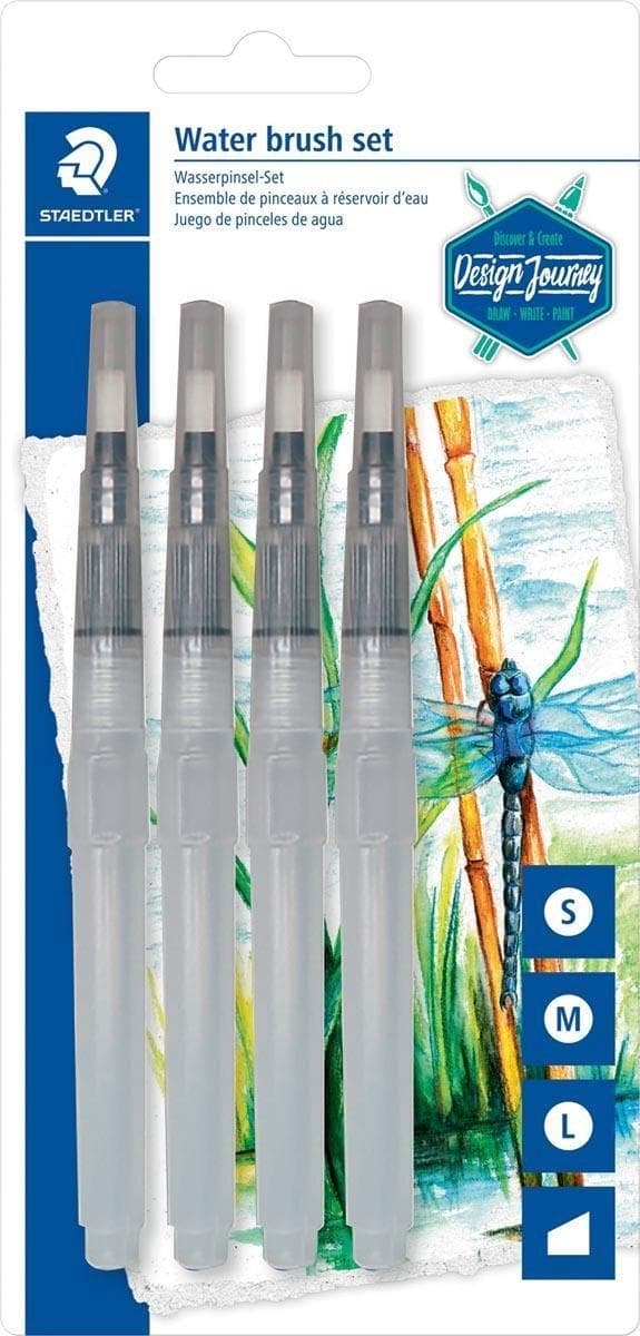 vedellä täytettävä harja - läpipainopakkaus 4 kpl erilaisia