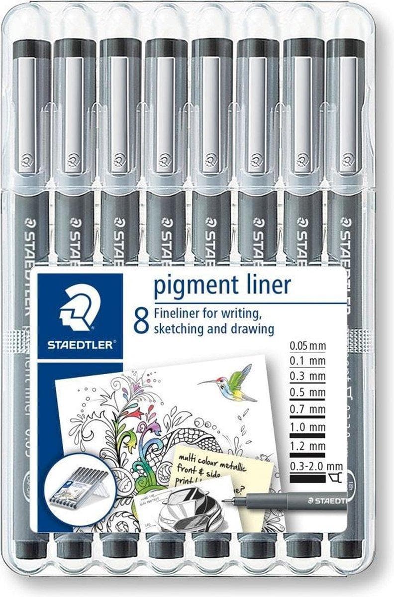 pigment liner fineliner - kartong 8 st