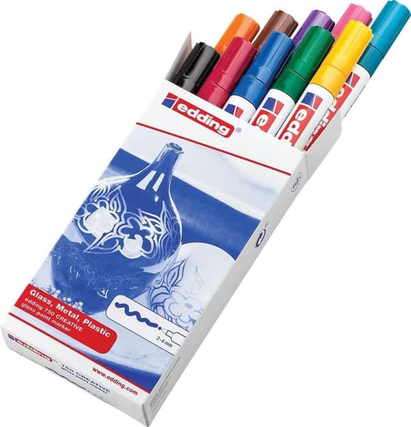 Edding 750 paintmarker assorterad, 2-4mm rund spetslåda med 10 stycken