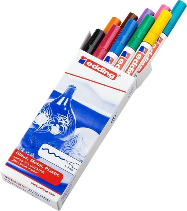 Edding 751 färgmarkör 1 - 2 mm rund assorterad 10 st
