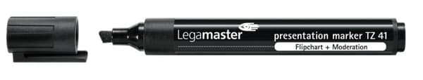 Legamaster 7-155001 Præsentationsmarkør TZ 41, trænger ikke igennem på flipoverpapir, mejselspids, stregbredde 2-5 mm, sort