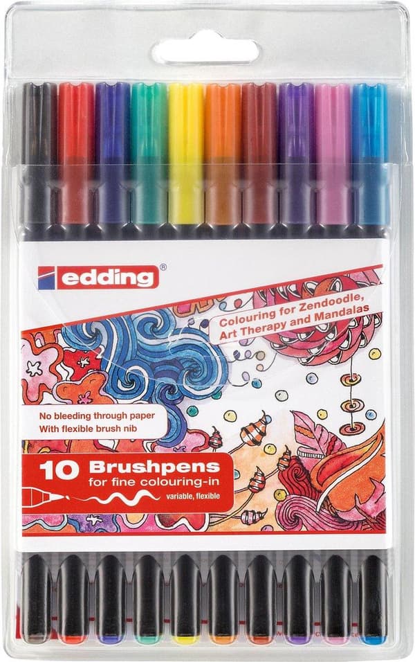 edding 1340 penselpenne i etui - 10 farver/stk