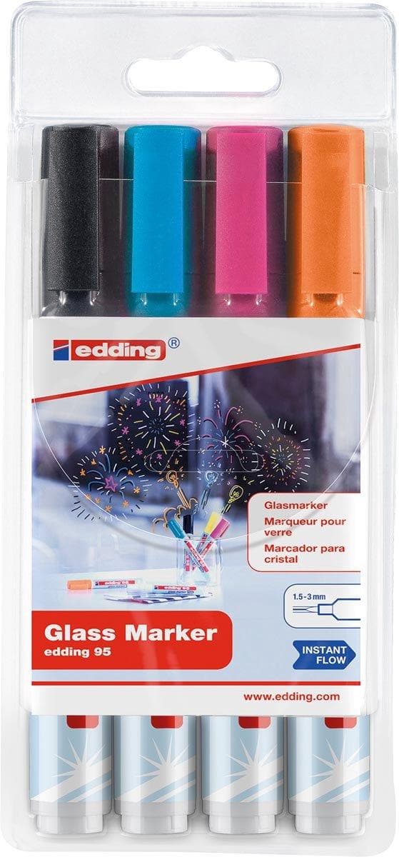 Filtpenna edding 95 glastavla assorterad inkl svart