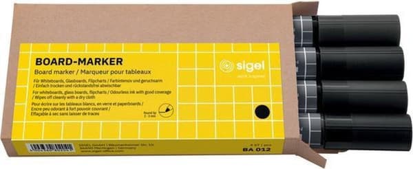 Tavlemarkør Sigel 4x sort -
