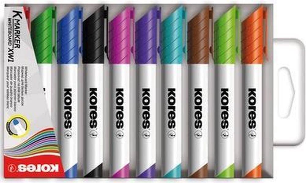 Whiteboard- och blädderblocksmarkörer Kores XW1, rund spets 3mm väska 10 stycken