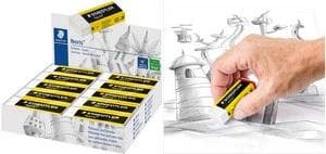 STAEDTLER Noris plastsuddgummi, vit, display med 20 st med glidhylsa i gul/svart, individuellt i - 20 stycken (526 N20)