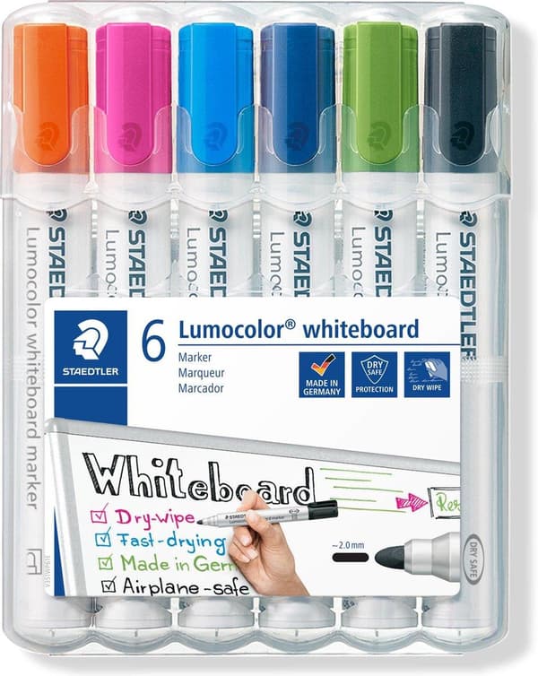STAEDTLER Lumocolor whiteboard tusch - Æske 6 stk nye farver