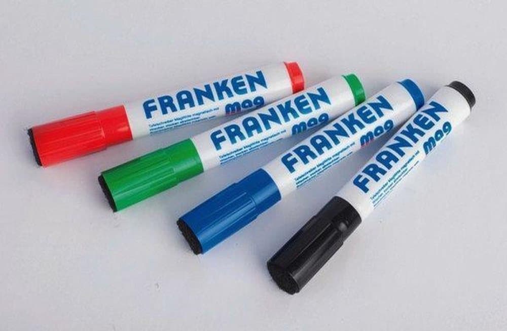 Franken whiteboardmarkör med magnetlock, 1-3mm rund spets, diverse 4 stycken