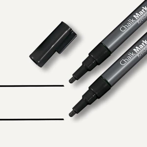 kridtmarkør Sigel 1-2mm vaskbar 2 stk sort SI-GL177