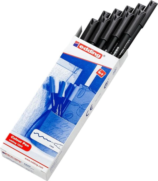 edding 1200 fineliner (farvepen) - 10 sorte tuschpenne - Skrivebredde på 0,5-1mm
