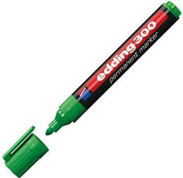 edding 300 Permanent Marker, Rund Tip, 1,5 - 3 mm, Grøn (pakke med 10)