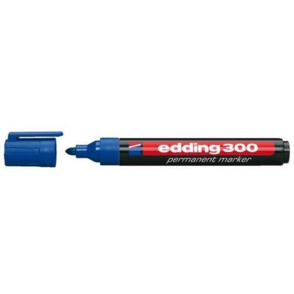 edding 300 Permanent Marker, Rund Tip, 1,5 - 3 mm, Blå (pakke med 10)