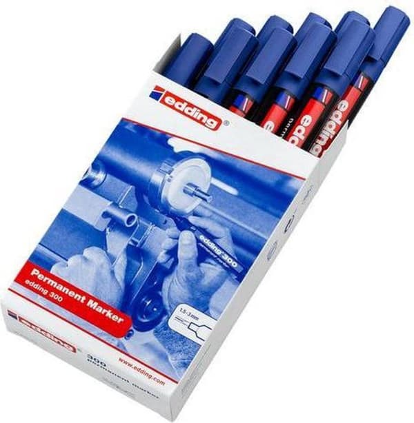 edding 300 Permanent Marker, Rund Tip, 1,5 - 3 mm, Blå (pakke med 10)