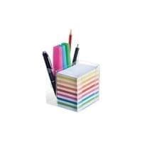 Wedo 270266916 seddelboks (med kugleholder, 9,5 x 9,5 cm) gennemsigtig plastfyldt, ca. 700 ark 5,5 x 9 cm) hvid