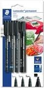 STAEDTLER Lumocolor permanent markörset, blisterkort för hushållsbruk, alla markörer i svart, - 1 st (60 BK-6)