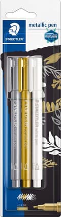 Miniatyrbillede 1 af 3: STAEDTLER metallic pen - blister guld, sølv, hvid