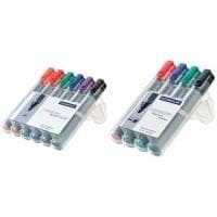 STAEDTLER Lumocolor 356 B WP6 fläppitaulun tussi, taltan kärki n. 2 tai 5 mm viivanleveys, sarja 6 väriä, ihanteellinen fläppitauluille, intensiivisen