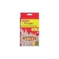 herlitz trekantede farveblyanter Trilino, æske med 12 af cedertræ, naturlig, jumbo trekantet form, refill (10412062)