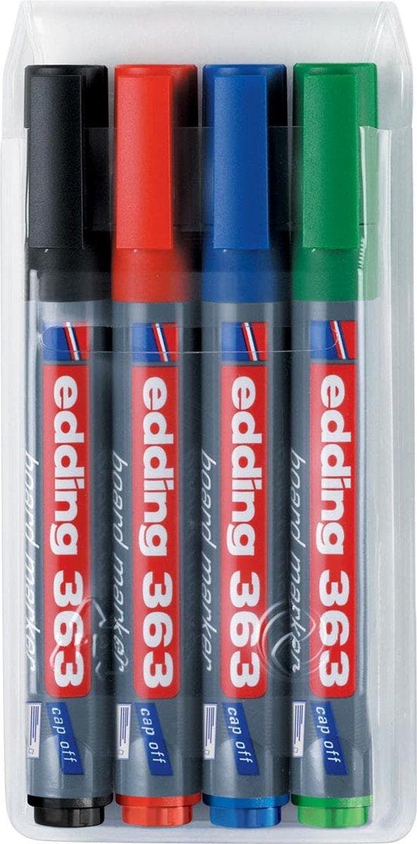 edding 363 Whiteboard-markör, Mejselspets, 1 - 5 mm, Assorted (paket med 4)