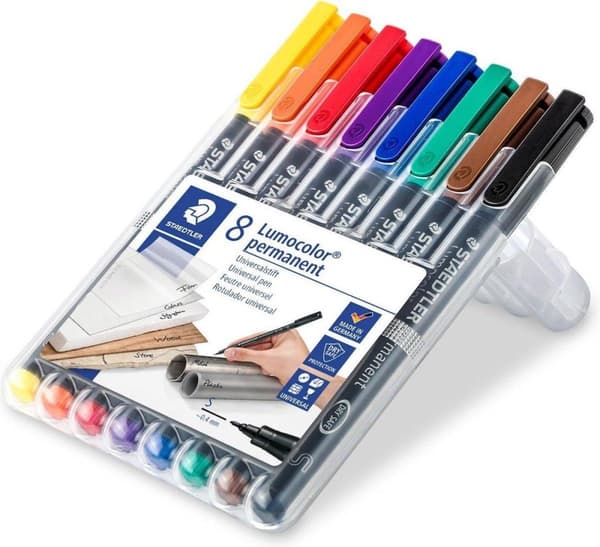 STAEDTLER Lumocolor 313 Permanent Marker, Finspets, 0,4 mm, Assorted (pack om 8)