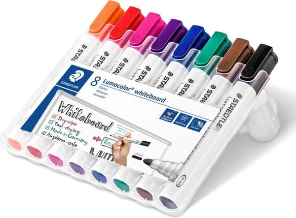 Lumocolor whiteboardmarkör rund spets - kartong 8 st