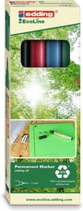 Miniatyrbillede 1 af 3: edding 25 EcoLine Permanent Marker, Rund Tip, 1 mm, Assorteret (pakke med 4)