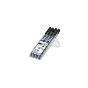 STAEDTLER Lumocolor permanent markør 313S-318F-317M-314B etui med 4, smuds- og vandtæt, genopfyldelig, pennesæt: 1x hver (31-9WP4GS)