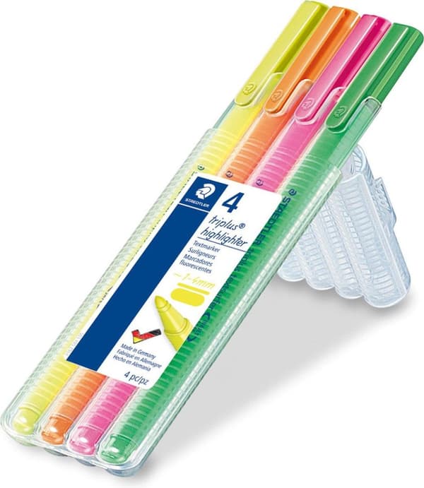 STAEDTLER triplus textsurfer - trekantet tekstmarkør - Æske med 4 farver