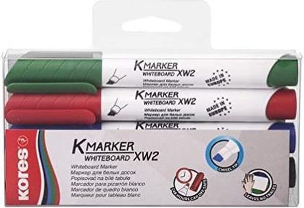 Kores whiteboard tuscher XW2, mejselformet spids 3-5 mm, pose 4 stk.