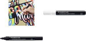 STAEDTLER Lumocolor akrylfärgsmarkör, vit Linjebredd: ca 2,4 mm, kulspets, permanent, - 1 st (349-0)