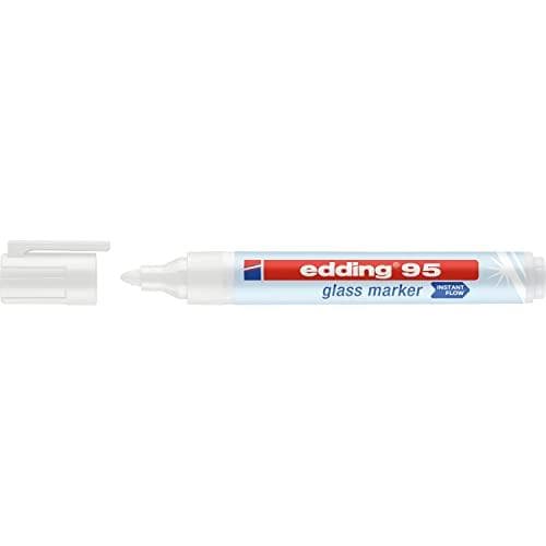 Glasplademarkør 95 hvid 1,5-3 mm kuglespids, tør aftørbar (4-95049)