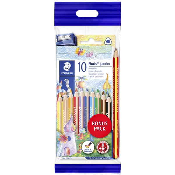 Staedtler Färgpenna Noris® jumbo 128 ergonomisk , trekant 61 SET8 Gul, Beige, Orange, Röd, Violett, Blå, Ljusblå, Grön,