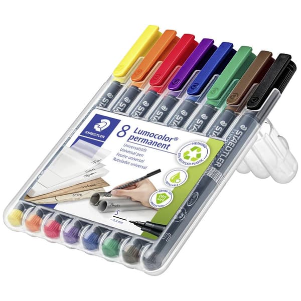 Staedtler Fiberspetspenna Blå, Brun, Gul, Grön, Orange, Röd, Svart, Violett 313 WP8
