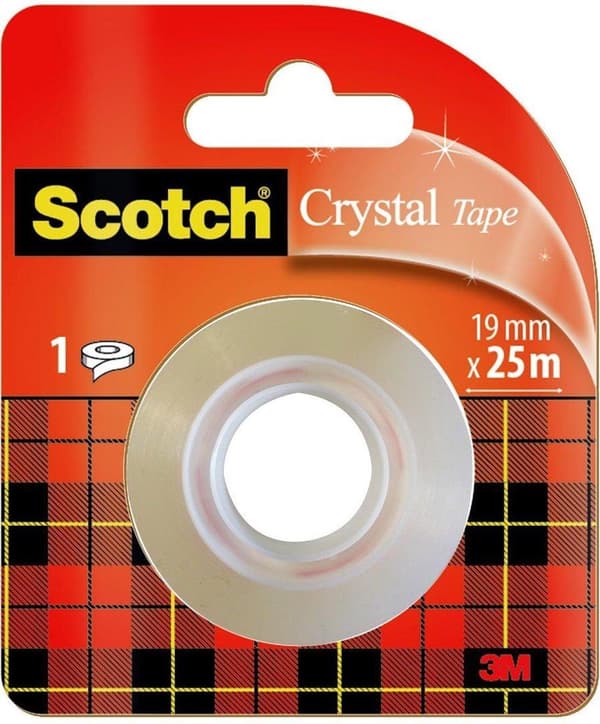Scotch Crystal självhäftande film, transparent, 19 mm x 25 m, mycket transparent, lätt och ljudlös avrullning - 12 stycken (6-1925R)