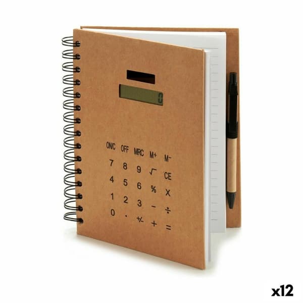 Spiralbundet anteckningsblock med penna Pincello AR1810114 2,5 x 21 x 18 cm Kalkylator (12 antal)