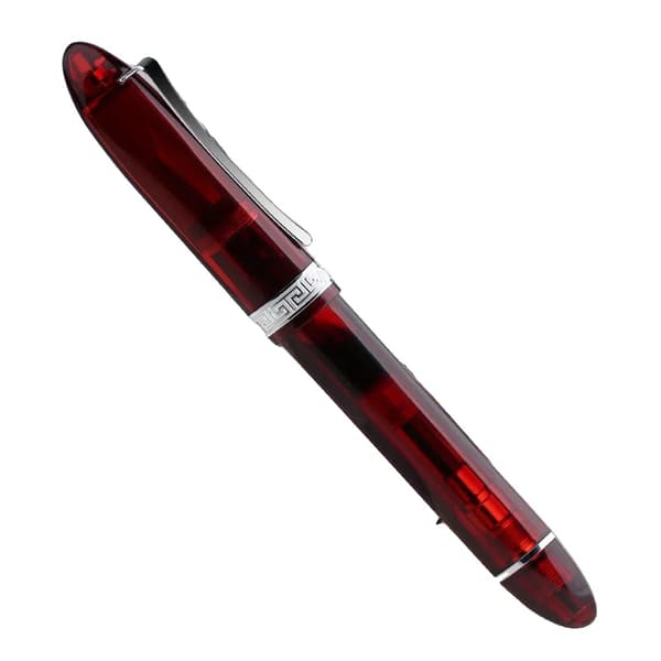 Fountain Pen, Extra Fin & Fin Nib Alternativ, Kolvfyllningssystem,Transparent Röd