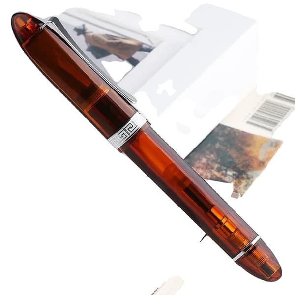 Fountain Pen, Ekstra Fin & Fin Stift Options, Stempelfyldningssystem,Gennemsigtig Brun