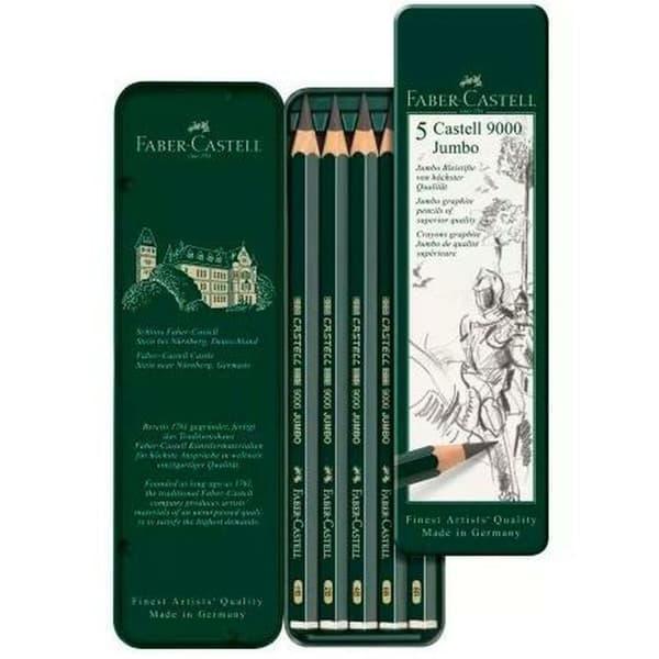 Sæt med Blyanter Faber-Castell Jumbo 9000 Sekskantet 2B 4B 6B 8B (10 enheder)