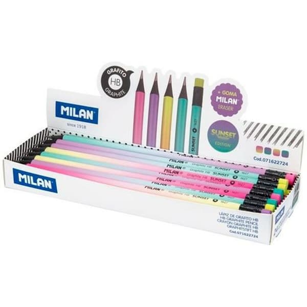 Blyertspenna med suddgummi Milan Sunset Rund HB (24 antal)