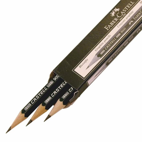 Blyertspenna med suddgummi Faber-Castell 9000 B Sexkantig B (3 antal)