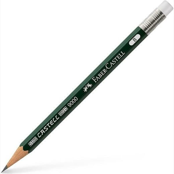 Blyant med viskelæder Faber-Castell 9000 B Sekskantet B (3 enheder)