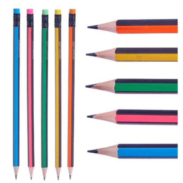 Set med pennor Pincello 473 Gul Blå Grön Multicolour Orange Ränder (12 antal)