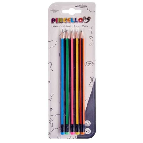 Set med pennor Pincello 473 Gul Blå Grön Multicolour Orange Ränder (12 antal)