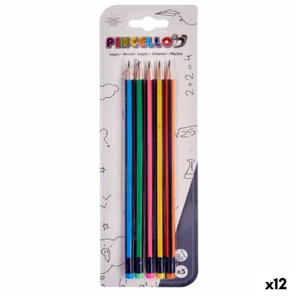 Set med pennor Pincello 473 Gul Blå Grön Multicolour Orange Ränder (12 antal)