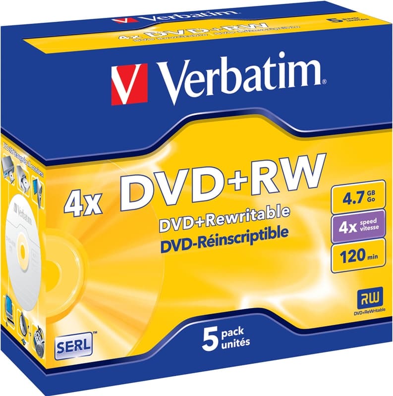 Verbatim DVD, 4x, 4,7 GB/120 min, 5-pack jewel case, SERL (43229)