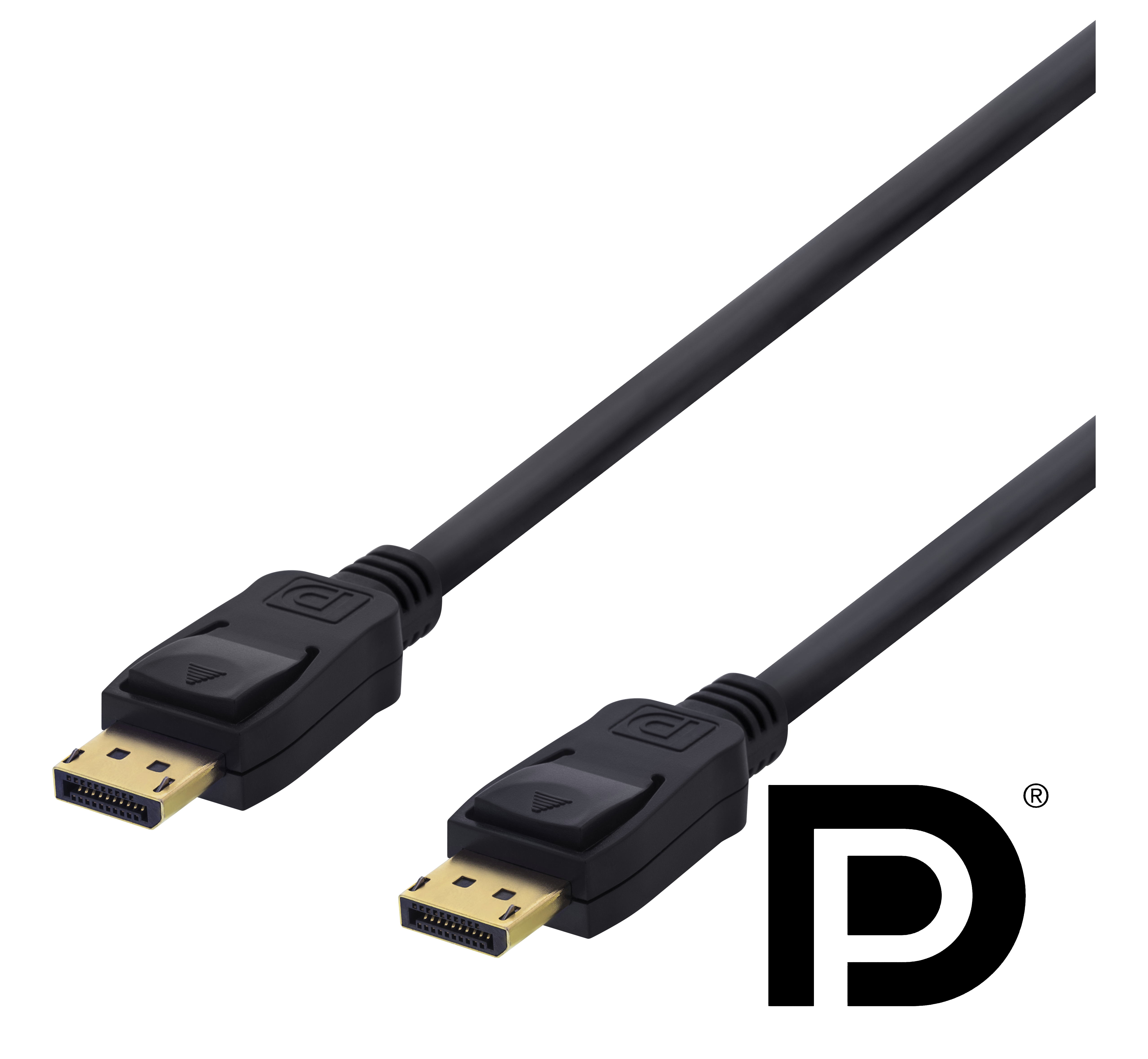 DELTACO DisplayPort monitorkabel, Ultra HD i 60Hz, 2m, black, fer